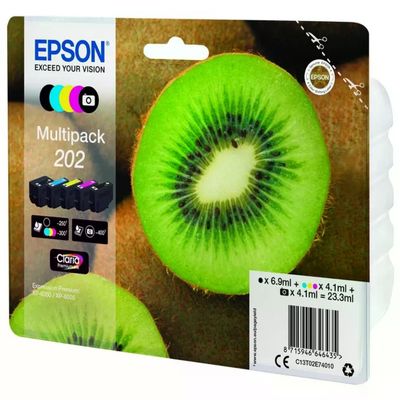 Epson C13T02E74010 Kiwi 202 Multipack Cartucce Inkjet Claria Premium 5 Colori Resa Standard per XP Epson C13T02E74010 Kiwi 202 Multipack Cartucce Inkjet Claria Premium 5 Colori Resa Standard per XP