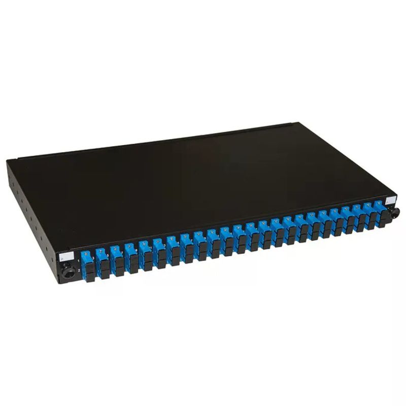 LINK Pannello fibra ottica rack 19'' 1U, 24 adattatori SC Duplex Singlemode, pigtail installati, nero LINK Pannello fibra ottica rack 19'' 1U, 24 adattatori SC Duplex Singlemode, pigtail installati, nero
