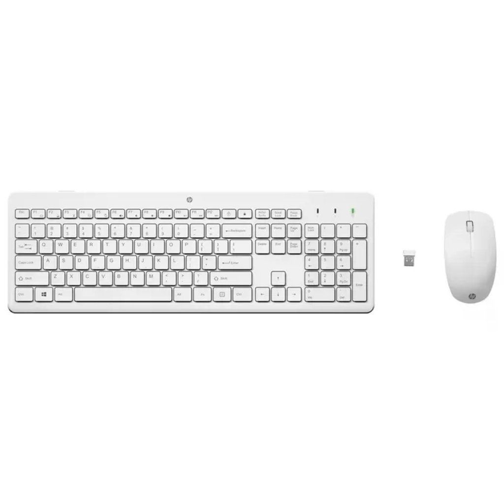 HP 3L1F0AA 230 Kit Tastiera e Mouse Wireless Full Size RF 2.4 GHz Mouse 1600 DPI colore Bianco