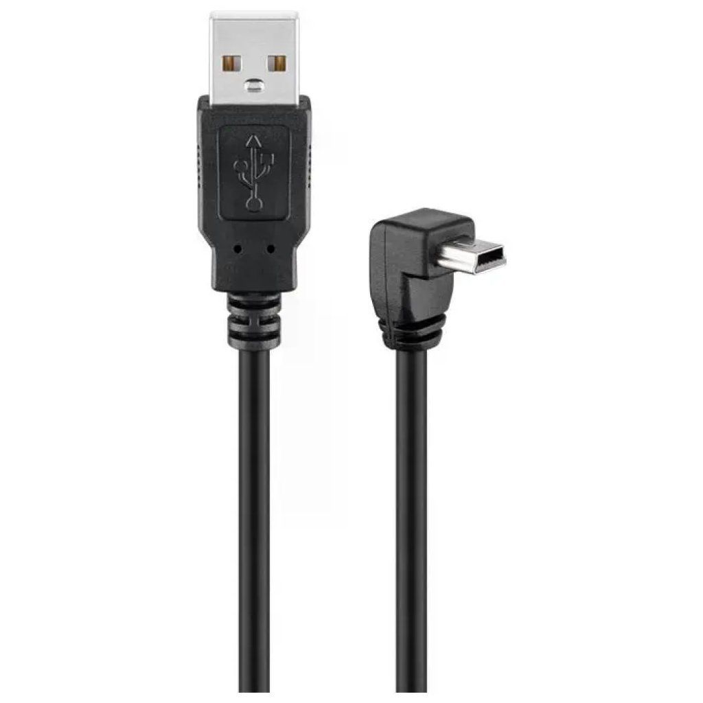 WENTRONIC Goobay 93971 Cavo USB 2.0 USB-A a Mini-USB-B angolato, 1,8 m, nero