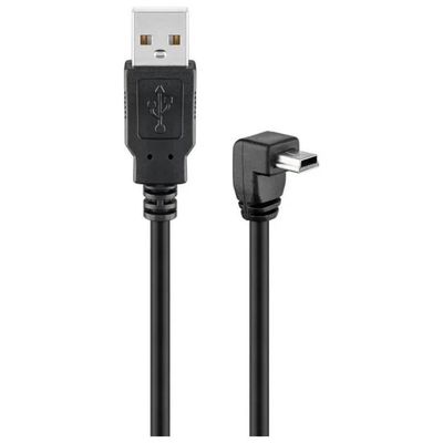 WENTRONIC Goobay 93971 Cavo USB 2.0 USB-A a Mini-USB-B, angolato 90°, 1,8 m, nero