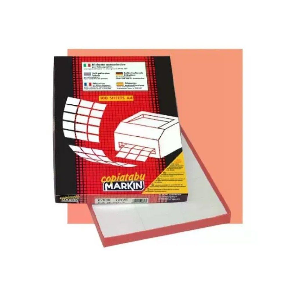 Markin Copiatabu X210A406 – Etichette A4 bianche permanenti, 47,5 × 25,5 mm, 4400 pezzi Markin Copiatabu X210A406 – Etichette A4 bianche permanenti, 47,5 × 25,5 mm, 4400 pezzi
