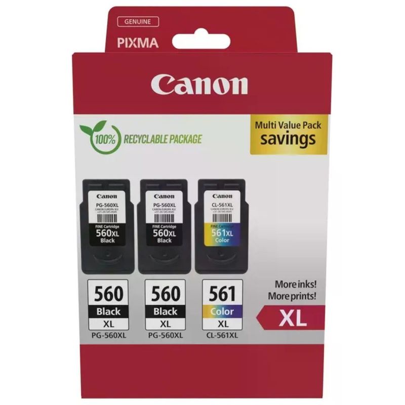 Canon 3712C009 multipack di cartucce originali XL, nero e colore, 3 pezzi Canon 3712C009 multipack di cartucce originali XL, nero e colore, 3 pezzi