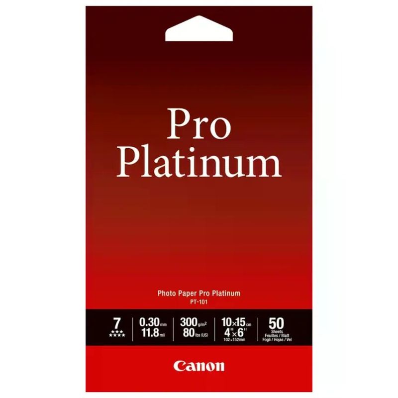 Canon Photo Paper Pro Platinum PT-101 10×15 cm, 50 fogli Canon Photo Paper Pro Platinum PT-101 10×15 cm, 50 fogli