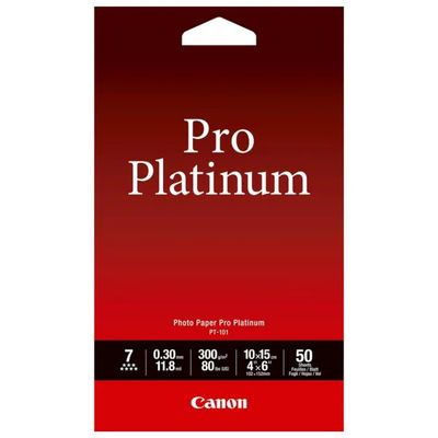Canon Photo Paper Pro Platinum PT-101 Lucida, 10 × 15 cm, 50 fogli Canon Photo Paper Pro Platinum PT-101 Lucida, 10 × 15 cm, 50 fogli