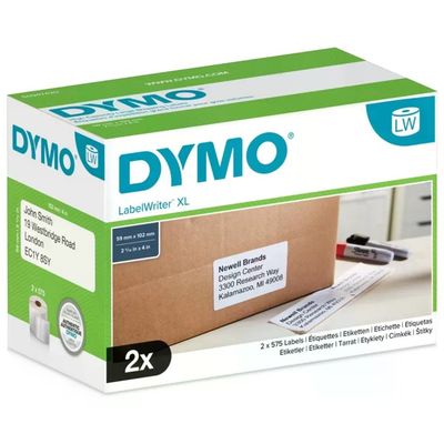 DYMO LabelWriter Etichette di Spedizione 102 × 59 mm, 2 Rotoli, 1150 Etichette, Bianche