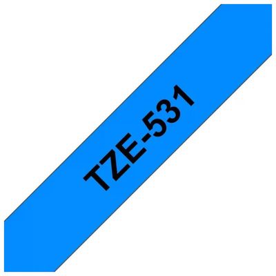 Brother TZe-531 Nastro Laminato Nero su Blu, 12 mm
