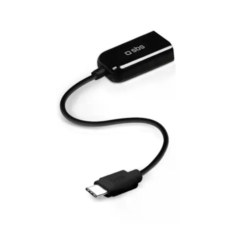 SBS Cavo adattatore OTG USB-A femmina a USB-C maschio, 15 cm, USB 2.0, nero SBS Cavo adattatore OTG USB-A femmina a USB-C maschio, 15 cm, USB 2.0, nero
