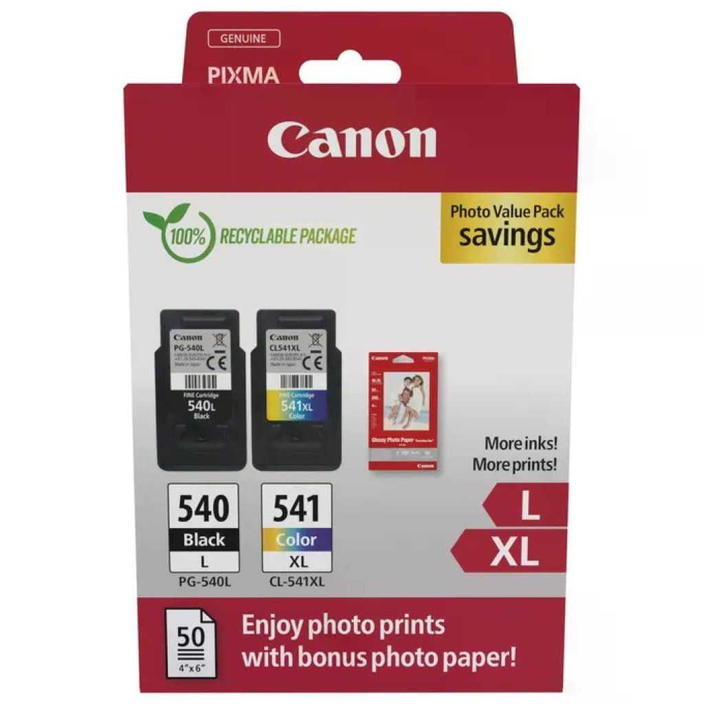 Canon PG-540XL e CL-541XL Photo Value Pack con carta fotografica