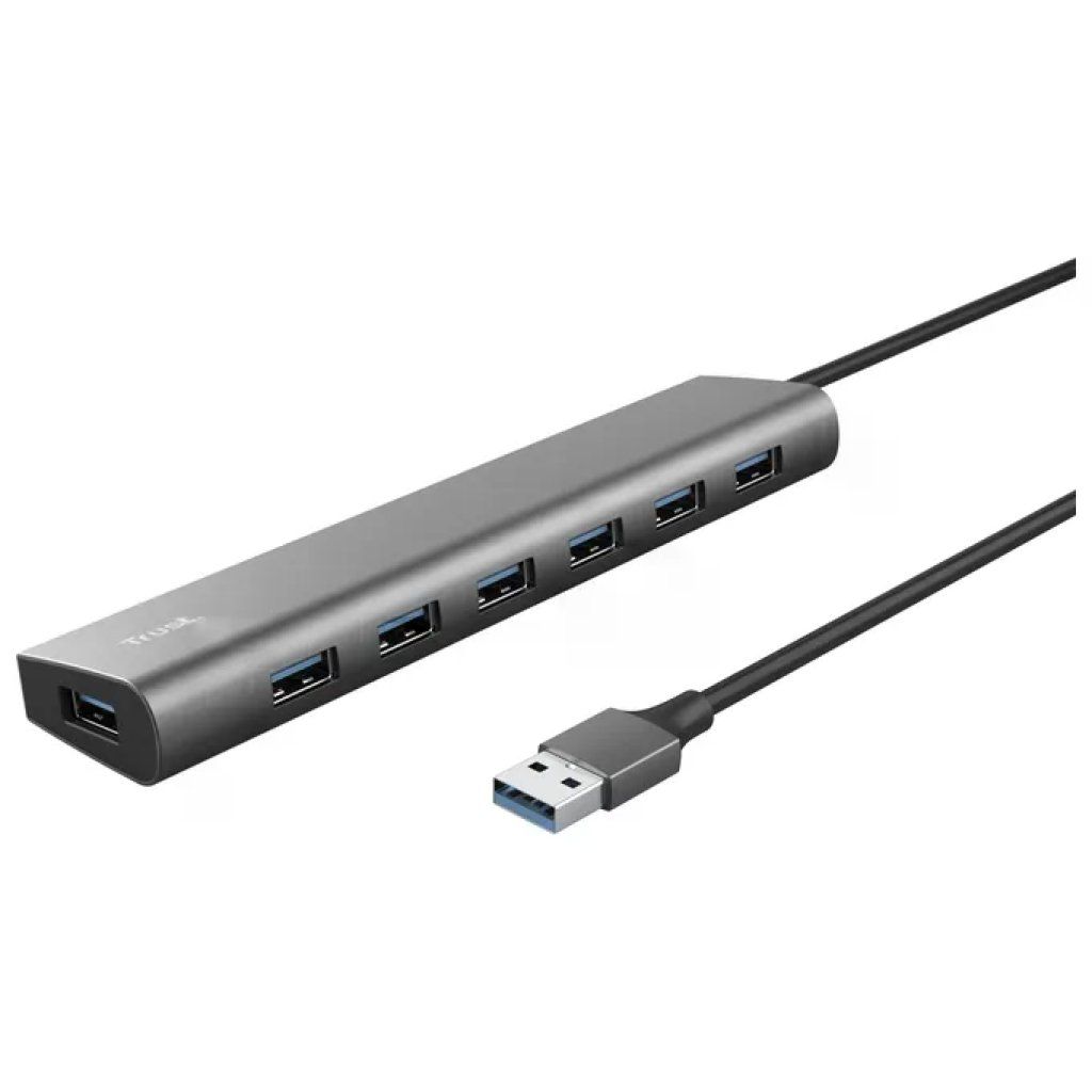 Trust Halyx Hub USB 7 porte USB-A 3.2 Gen 1, 5 Gbps, grigio