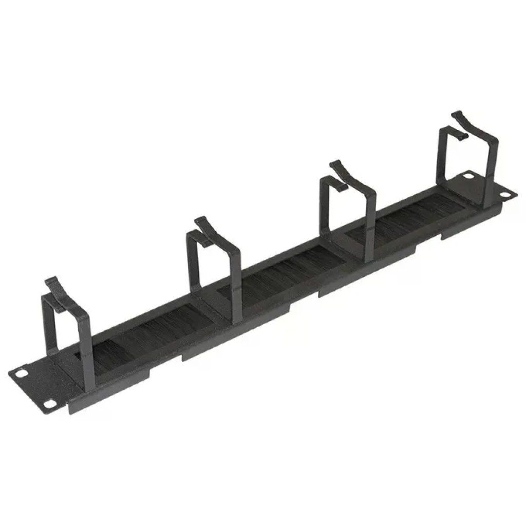 LINK LKCOPBRN Listello Guidacavi Rack 19" 1U con 4 Anelli e Spazzola, Grigio