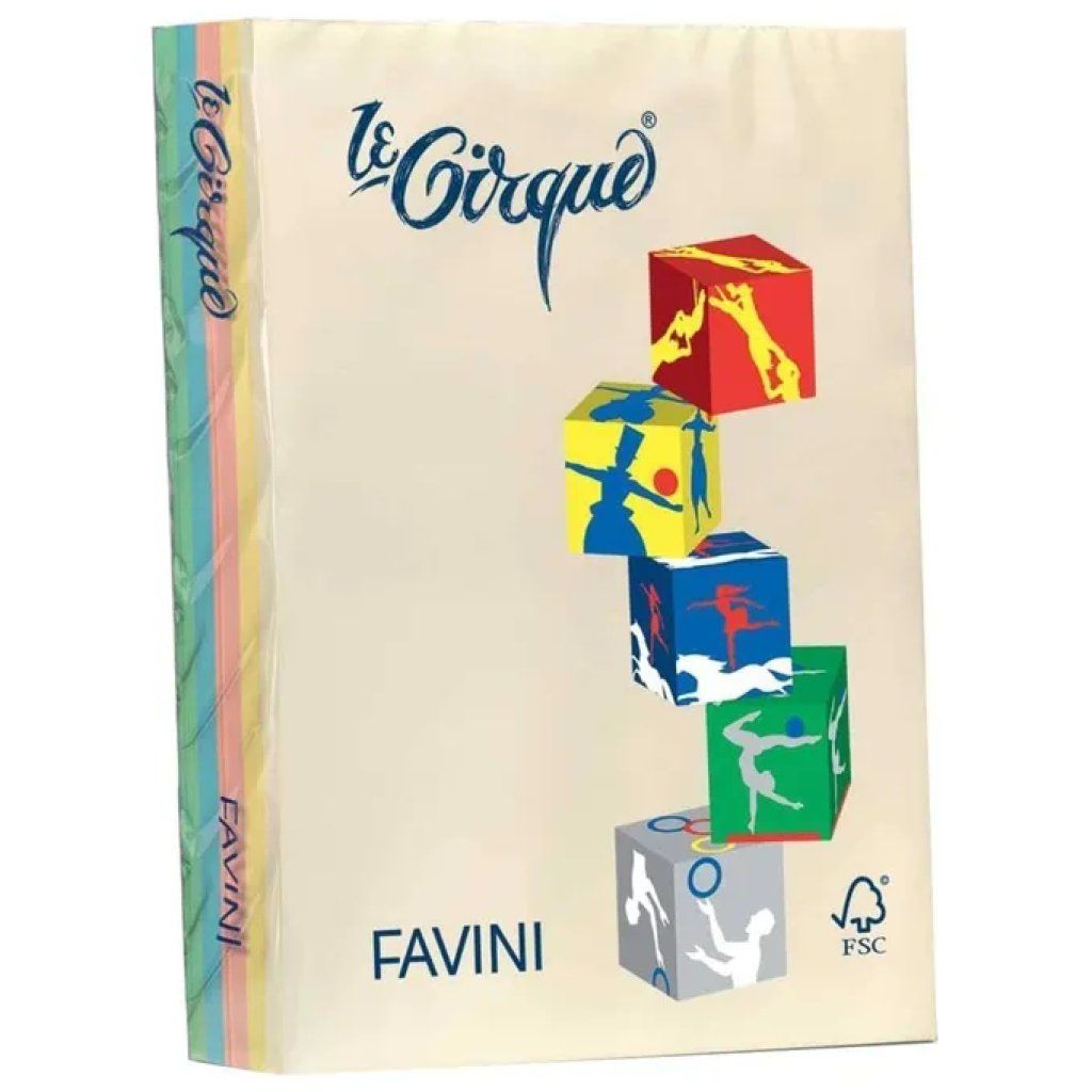 CARTOTECNICA FAVINI Favini Le Cirque – Risma di carta A4 80 g/m², colori tenui assortiti CARTOTECNICA FAVINI Favini Le Cirque – Risma di carta A4 80 g/m², colori tenui assortiti
