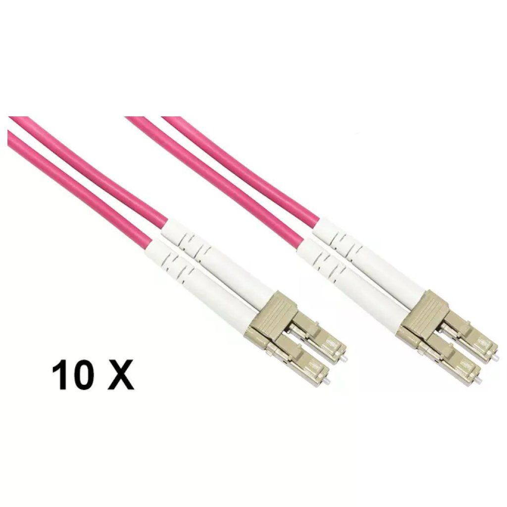 LINK LKLCLC4502E Cavo Fibra Ottica LC/LC OM4 Duplex 2 m, Viola, Confezione da 10