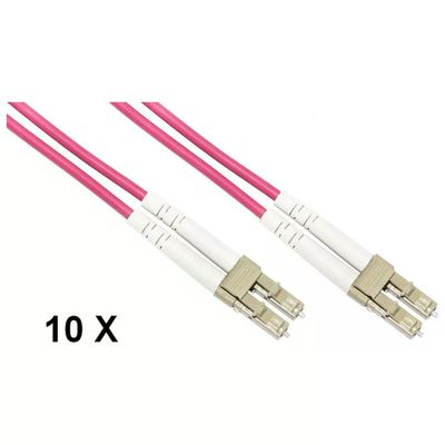 LINK LKLCLC4502E Cavo Fibra Ottica LC/LC OM4 Duplex 2 m, Viola, Confezione da 10
