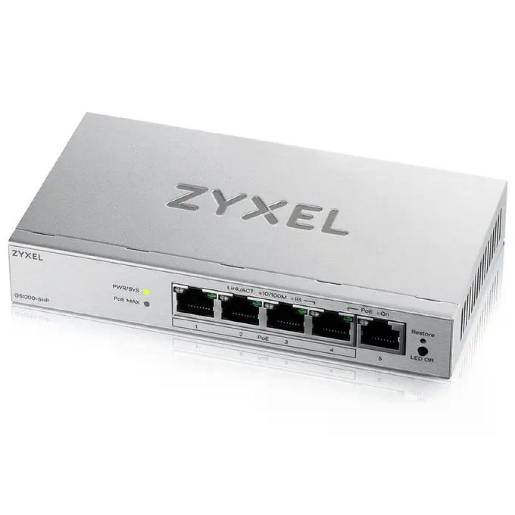 Zyxel GS1200-5HPV3 Switch Gigabit PoE+ gestito L2 a 5 porte