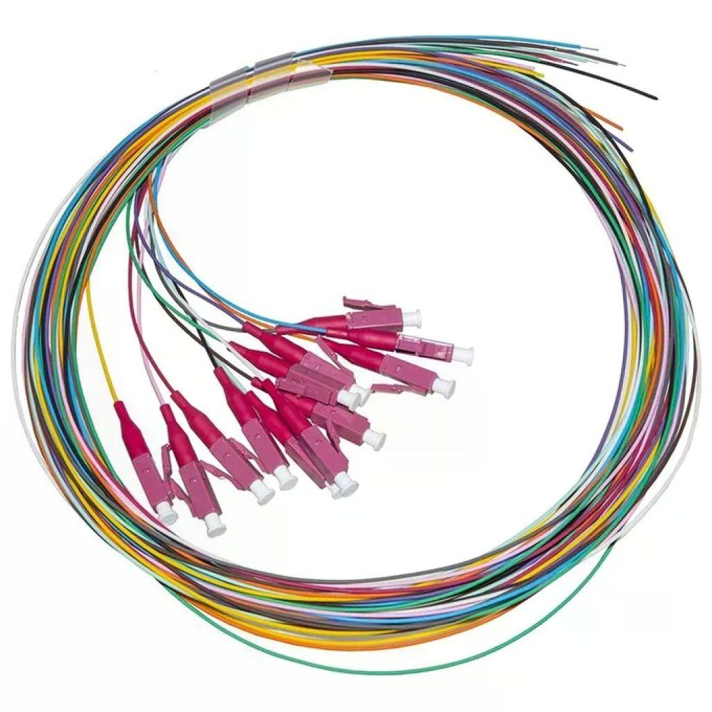 LINK LKLC12PT4 – Set 12 pigtail in fibra ottica LC Simplex OM4, 2 m, colori assortiti