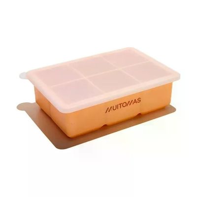 Muitomas Stampo per Ghiaccio XL in Silicone con Coperchio, 6 Cubetti, Pesca