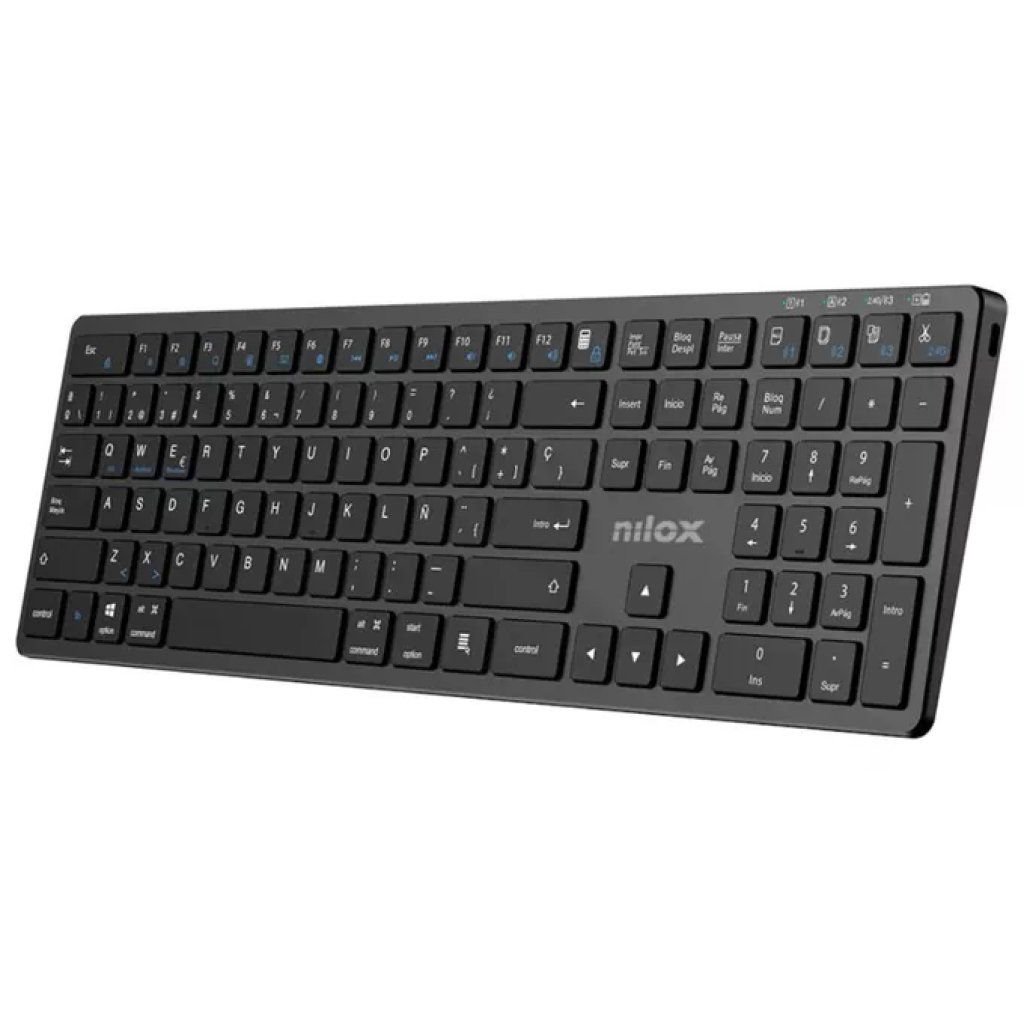 Nilox NXKBWI1B – Tastiera wireless Bluetooth 5.2 e 2.4G in alluminio, layout italiano