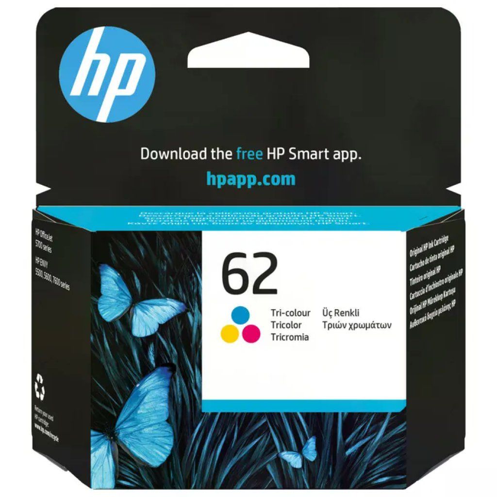 HP 62 Cartuccia Originale Tricromia Ciano, Magenta e Giallo