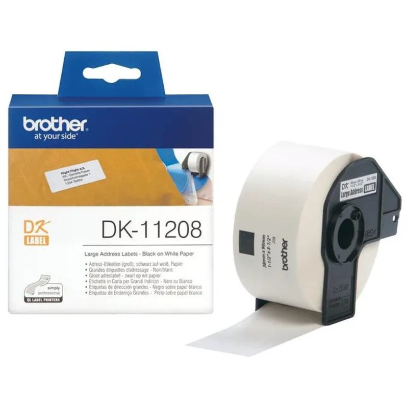 Brother DK-11208 Etichette adesive per indirizzi, 38 × 90 mm, 400 pezzi Brother DK-11208 Etichette adesive per indirizzi, 38 × 90 mm, 400 pezzi