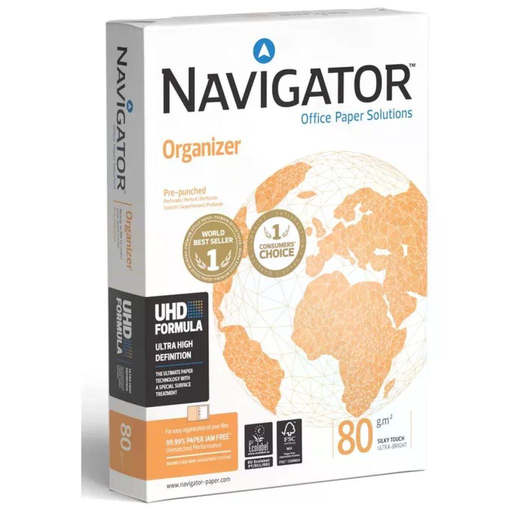 Navigator Organizer Carta A4 80 g/m², 4 Fori, 5 Risme da 500 Fogli Navigator Organizer Carta A4 80 g/m², 4 Fori, 5 Risme da 500 Fogli