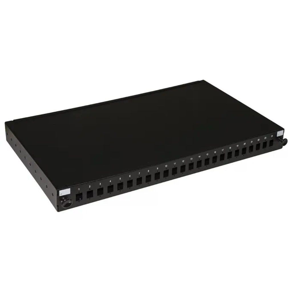 LINK Pannello Fibra Ottica 19" 1U, 24 Porte SC Simplex/LC Duplex, Profondità 25 cm, Nero