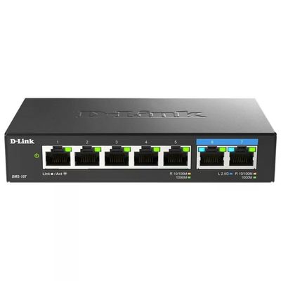 D-Link DMS-107-E Switch Non Gestito 7 Porte 5x Gigabit 2x 2,5G QoS Fanless Metallo colore Nero D-Link DMS-107-E Switch Non Gestito 7 Porte 5x Gigabit 2x 2,5G QoS Fanless Metallo colore Nero