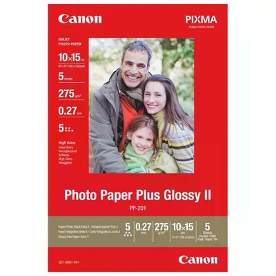 Canon Photo Paper Plus Glossy II PP-201, 10 × 15 cm, 5 fogli