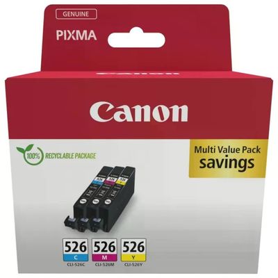 Canon 4541B018 Cartuccia d'inchiostro Originale CLI-526 Ciano Magenta Giallo 3 pz colore Multi Canon 4541B018 Cartuccia d'inchiostro Originale CLI-526 Ciano Magenta Giallo 3 pz colore Multi
