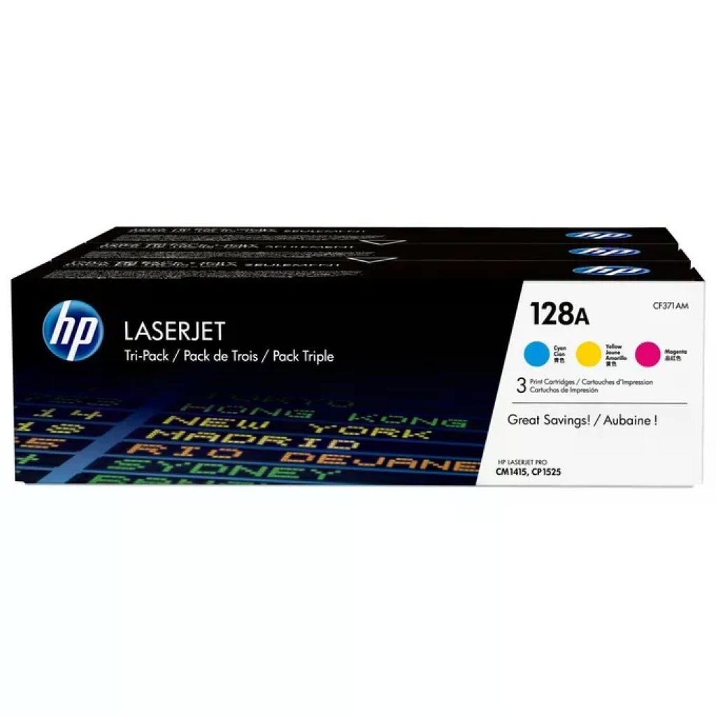 HP 128A CF371AM Multipack Toner Originale Ciano, Magenta e Giallo
