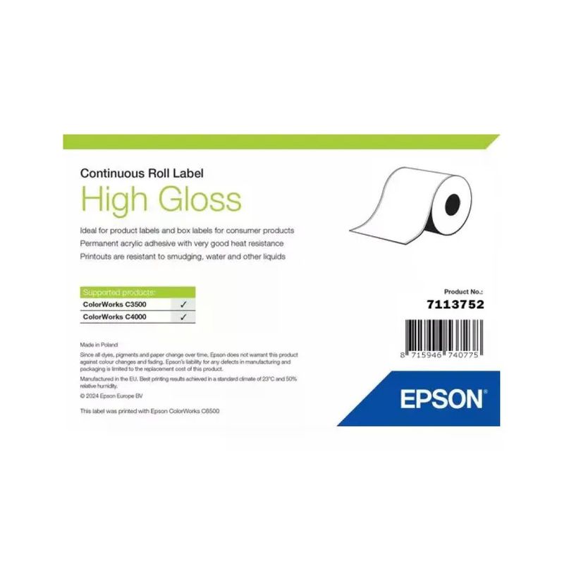 Epson 7113752 Rotolo di Etichette Lucide Continuo 51 mm x 33 m