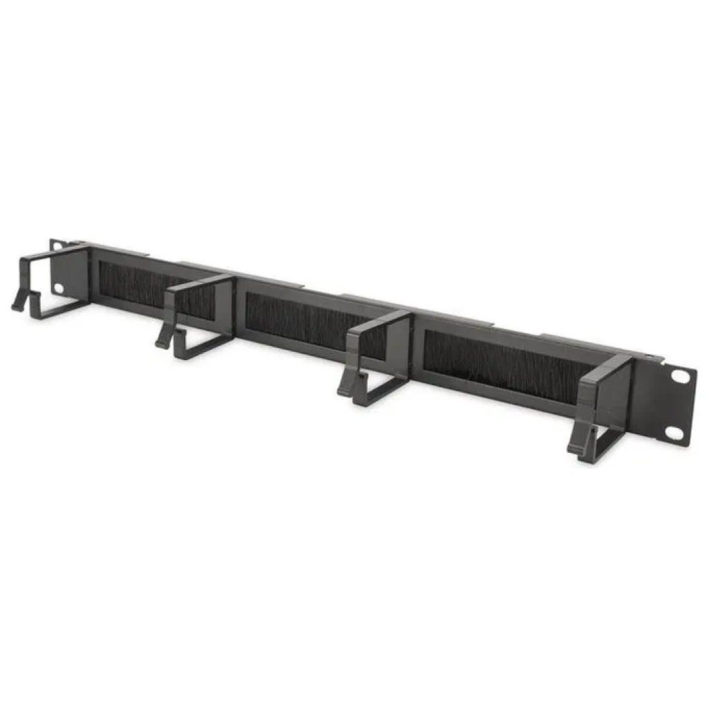 DIGITUS Listello Guidacavi Rack 19” con Spazzola e 4 Ganci, Nero DIGITUS Listello Guidacavi Rack 19” con Spazzola e 4 Ganci, Nero