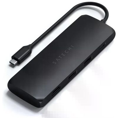 Satechi Hub USB-C Multiporta con Alloggiamento SSD M.2 SATA, HDMI 4K 60 Hz, 2 USB-A e PD 100 W – Nero