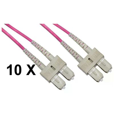 LINK Cavo Fibra Ottica Multimodale OM4 SC/UPC Duplex Viola, 2 m – Confezione da 10