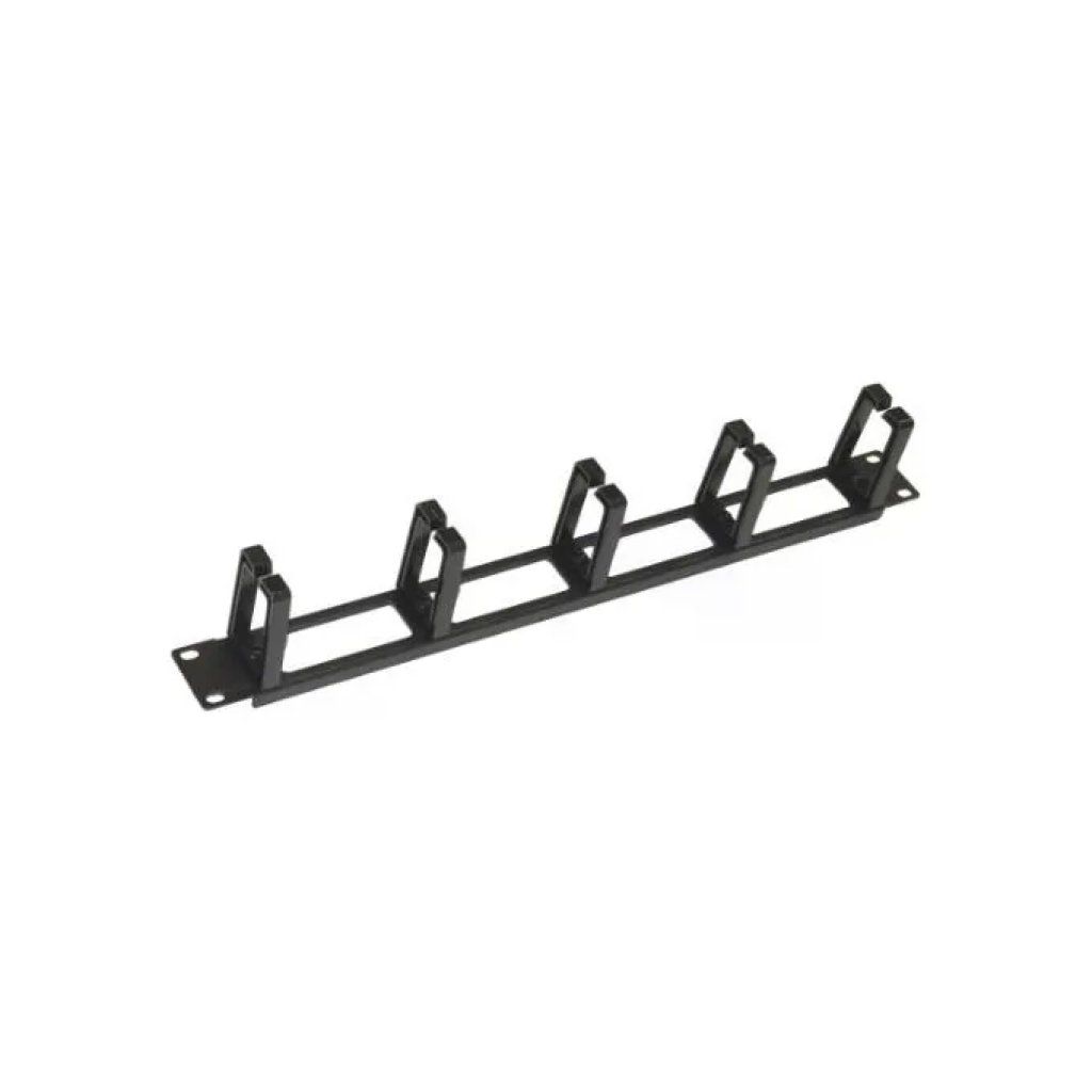Link LKORG1UNP – Listello guidacavi rack 19” 1U, 5 ganci, nero