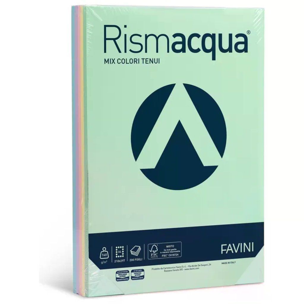 CARTOTECNICA FAVINI Favini Rismacqua 140 – Carta multiuso, mix 5 colori tenui
