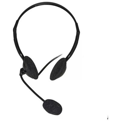 Link LKHS01 Cuffia USB per PC con Microfono Orientabile e Controllo Volume, Nera