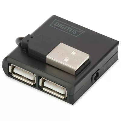 DIGITUS DA-70217 Mini Hub USB 2.0 a 4 porte, nero