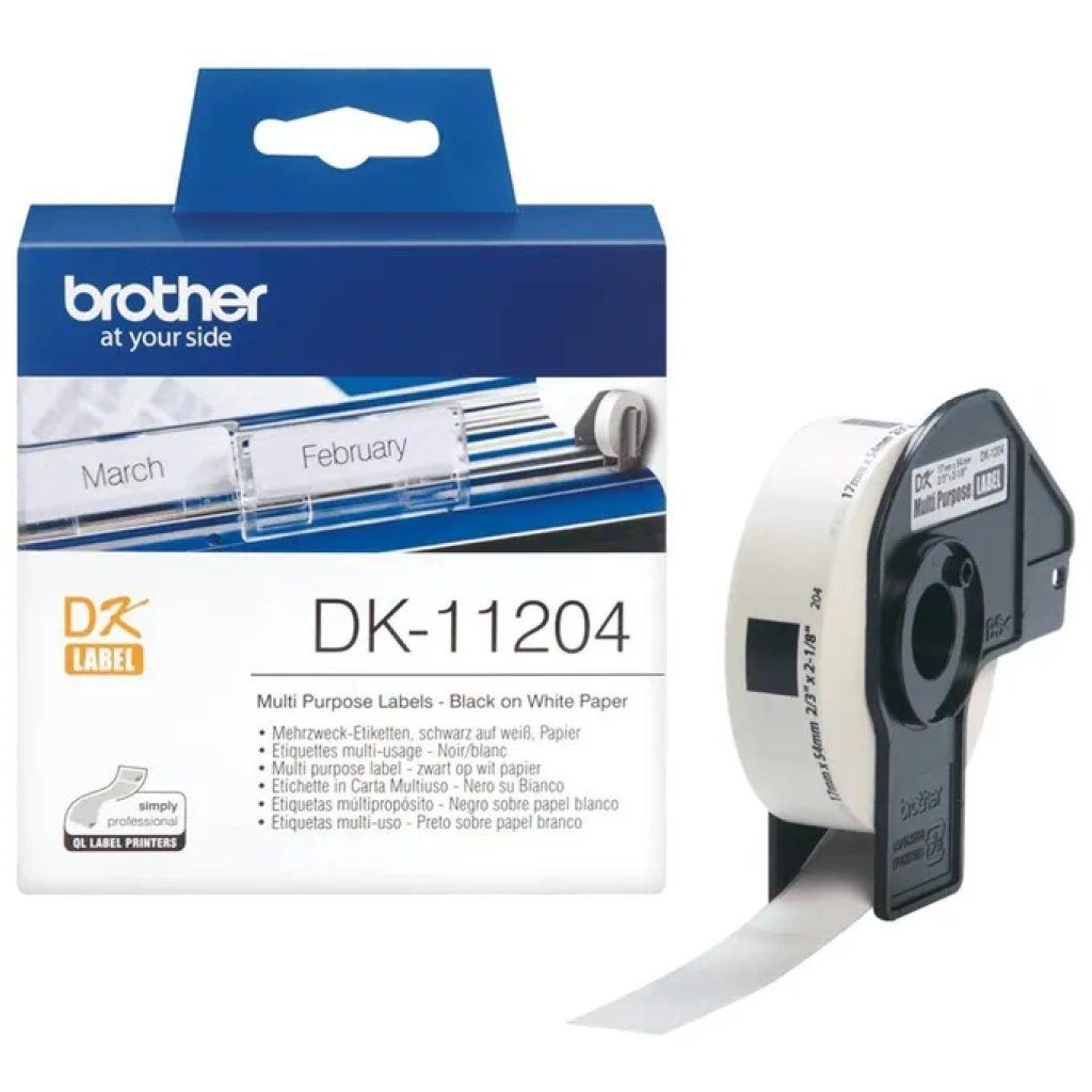 Brother DK-11204 Rotolo di Etichette Termiche 17 × 54 mm, 400 Etichette Brother DK-11204 Rotolo di Etichette Termiche 17 × 54 mm, 400 Etichette