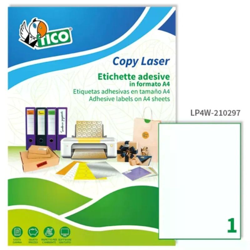 TICO Copy Laser – Etichette adesive A4, 100 fogli