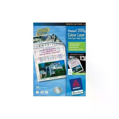 Avery Carta Fotografica A4 Lucida per Laser, 200 g/m², 100 Fogli