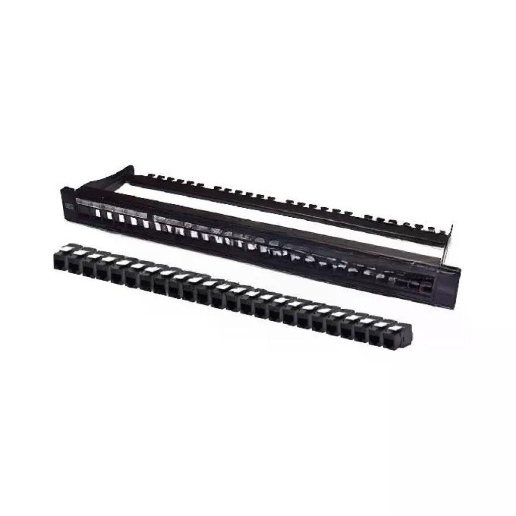 WP Europe Patch Panel 1U Cat.6 UTP Toolless, 24 Porte RJ45, Nero