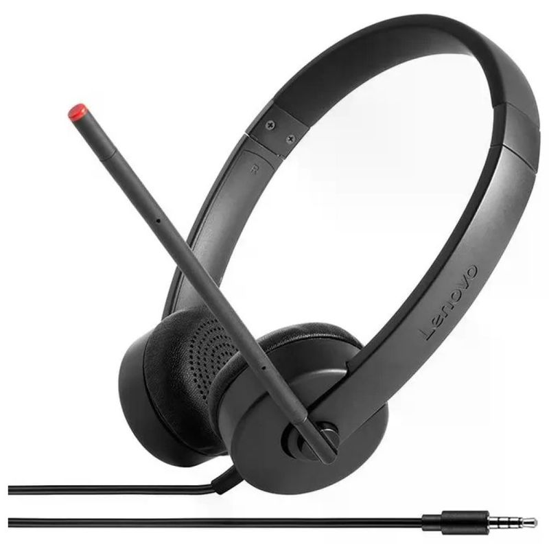 LENOVO Cuffie Lenovo Essential Stereo con microfono, jack 3,5 mm, nere