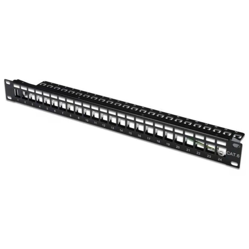 DIGITUS Pannello patch modulare 24 porte, 1U, nero