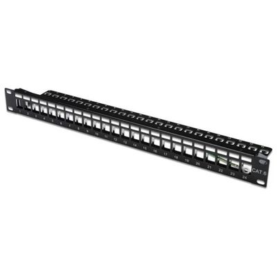 DIGITUS Pannello patch modulare 24 porte 1U, 19", nero