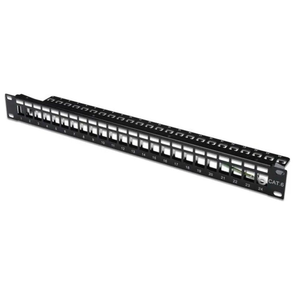 DIGITUS Pannello Patch Modulare 24 Porte Keystone, 1U, Rack 19 DIGITUS Pannello Patch Modulare 24 Porte Keystone, 1U, Rack 19", Nero