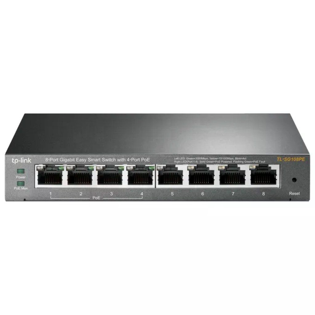 TP-Link TL-SG108PE Easy Smart Switch Gigabit 8 porte L2 Gestito 4 porte PoE 64W VLAN QoS colore Nero TP-Link TL-SG108PE Easy Smart Switch Gigabit 8 porte L2 Gestito 4 porte PoE 64W VLAN QoS colore Nero