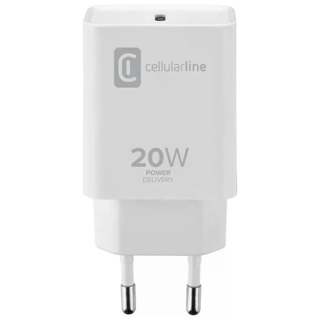 Cellularline caricabatterie USB-C Power Delivery 20W bianco Cellularline caricabatterie USB-C Power Delivery 20W bianco