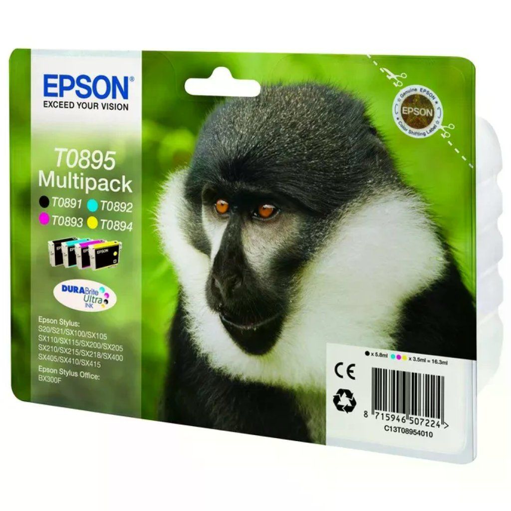 Epson T0895 Multipack Cartucce Inkjet DURABrite Ultra, 4 Colori