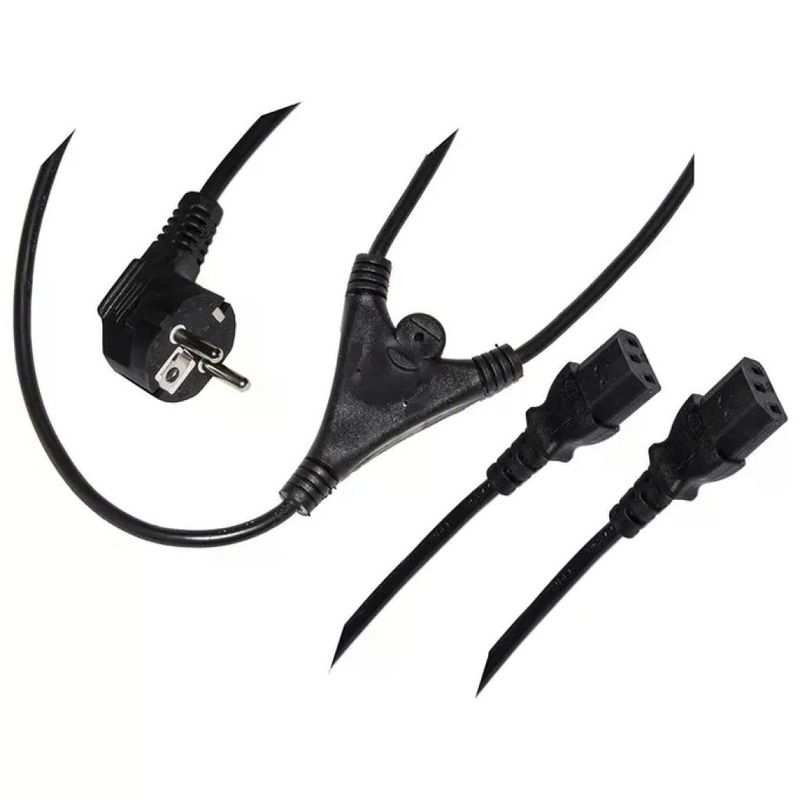 LINK LKSKX2 Cavo Schuko a 2 prese IEC C13, 1,7 m, nero